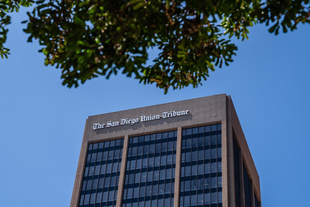 The San Diego Union-Tribune building in downtown San Diego on July 10, 2023.