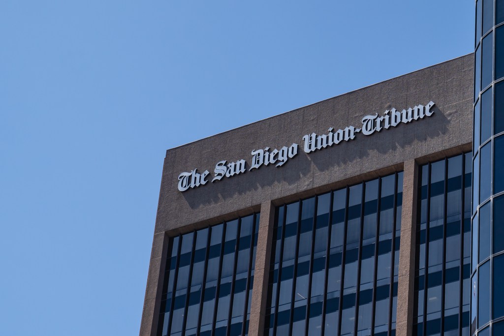 The San Diego Union-Tribune building in downtown San Diego on July 10, 2023.