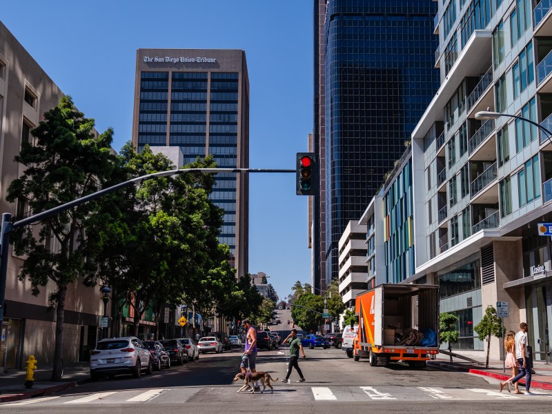 The San Diego Union-Tribune building in downtown San Diego on July 10, 2023.
