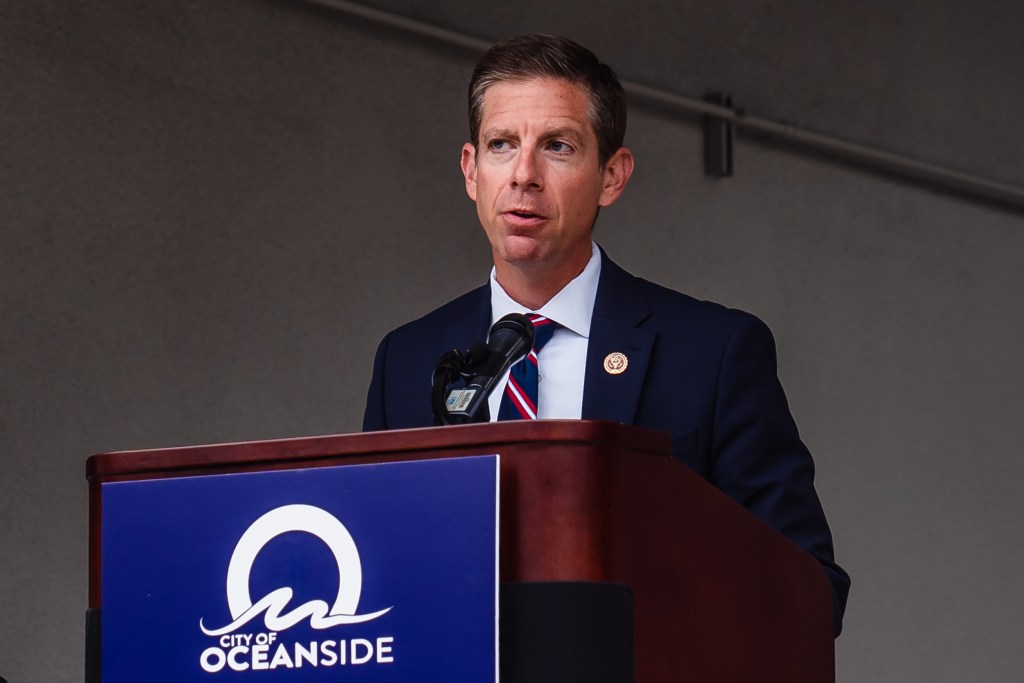 U.S Congressman Mike Levin speaks at the Oceanside Navigation Center opening ceremony on July 21, 2023.