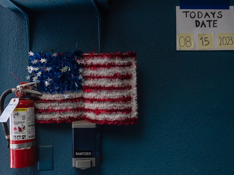 Today's date and the American flag can be seen at the Encanto VFW POST #1512 polling station in Lemon Grove on Aug. 15, 2023.