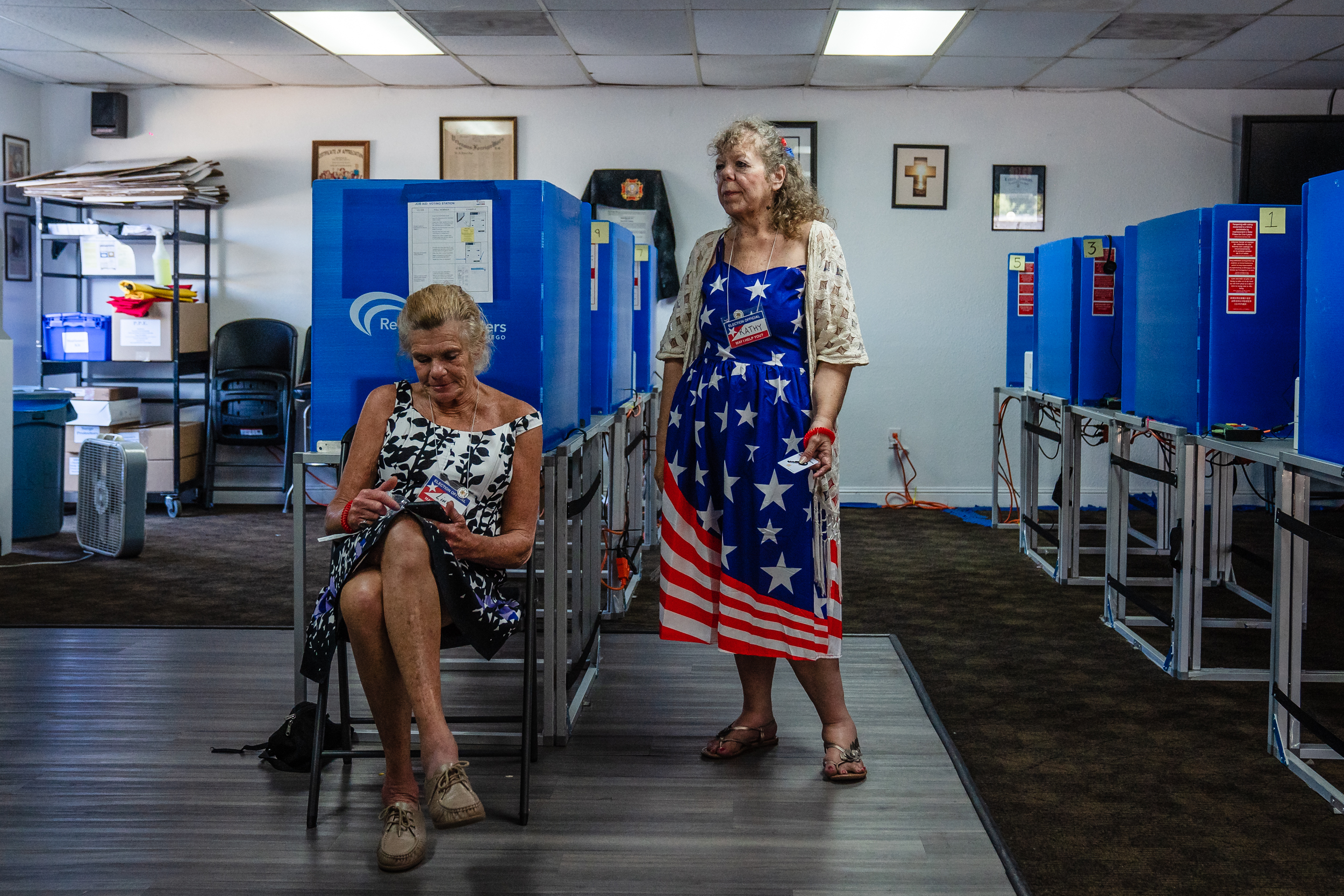 Election Officials at the Encanto VFW POST #1512 polling station in Lemon Grove on Aug. 15, 2023.