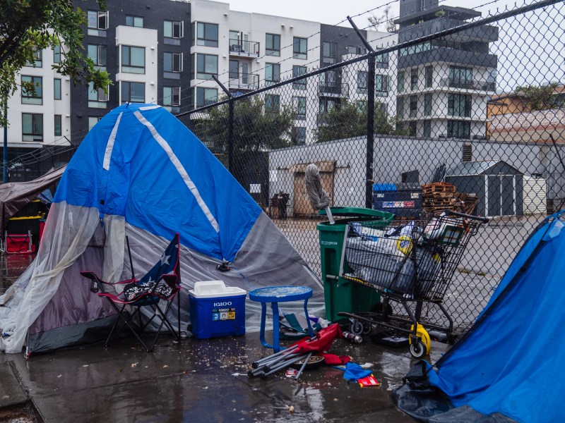 A homeless encampment in the East Village on Aug. 20, 2023.
