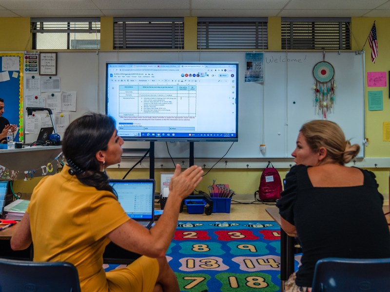 Principal Danielle Garegnani (left) and Kirsten Grimm (right) at Horton Elementary School in Chollas View on Sept. 20, 2023.