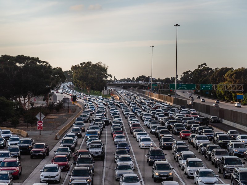 Traffic on the I-5 approaching the San Ysidro/Tijuana border on Oct. 26, 2023.