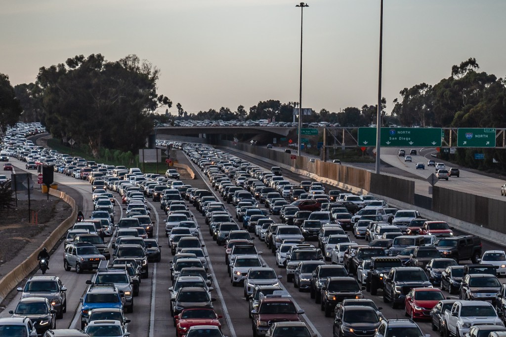 Traffic on the I-5 approaching the San Ysidro/Tijuana border on Oct. 26, 2023.