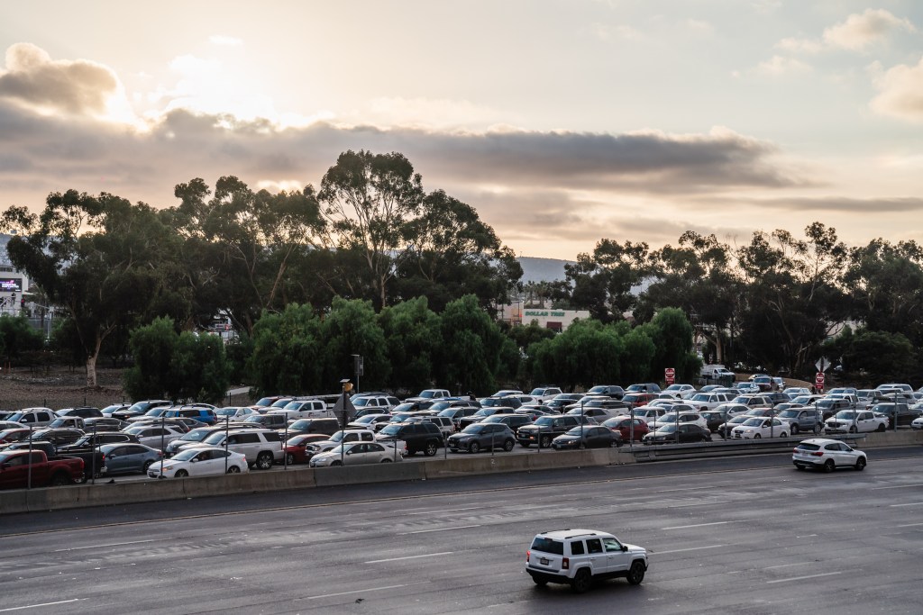 Traffic on the I-5 approaching the San Ysidro/Tijuana border on Oct. 26, 2023.