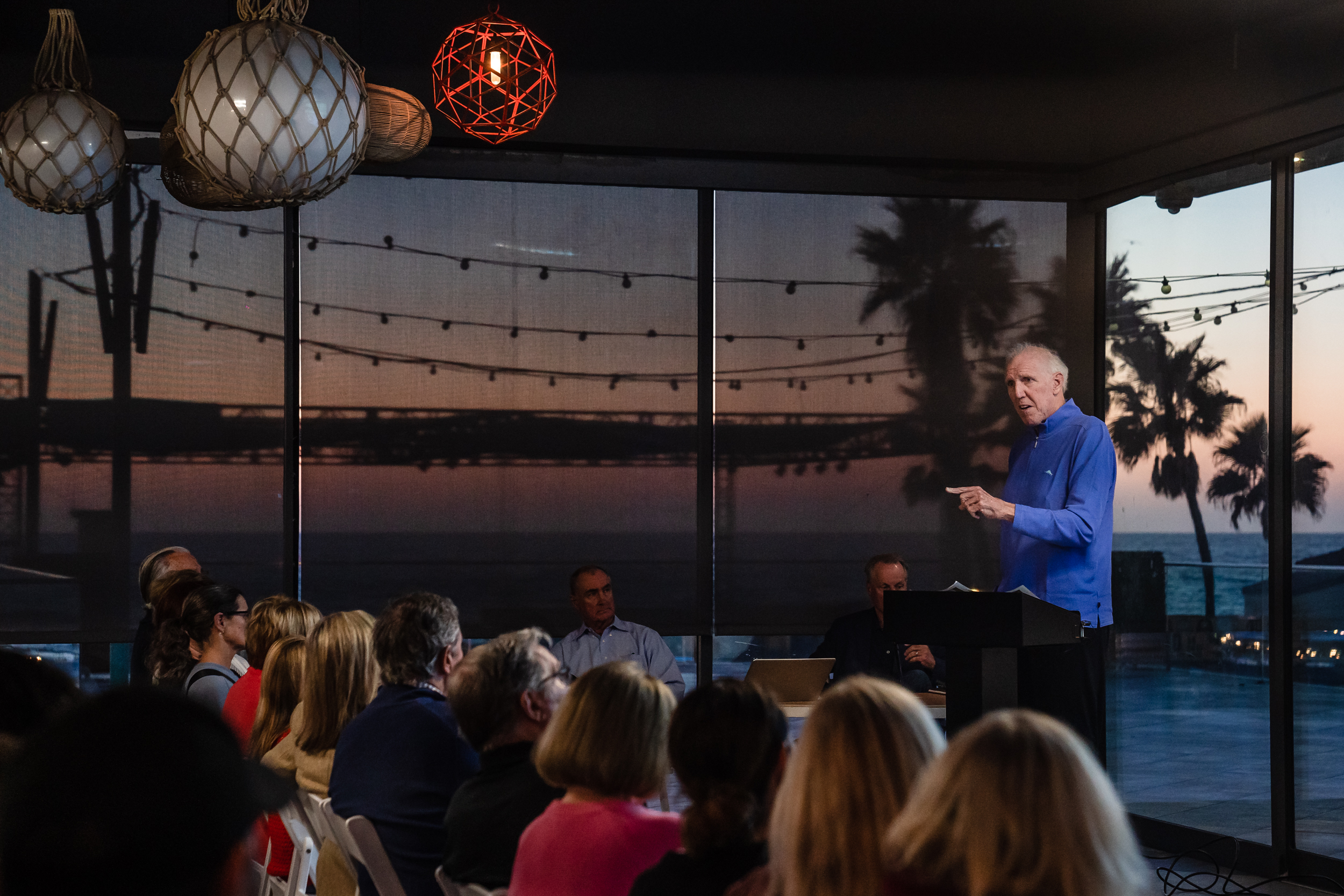 Bill Walton speaks at Mission Beach Town Council meeting on Oct. 2, 2023.