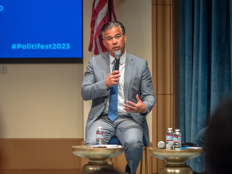 Attorney General Rob Bonta at the final Politifest 2023 panel.