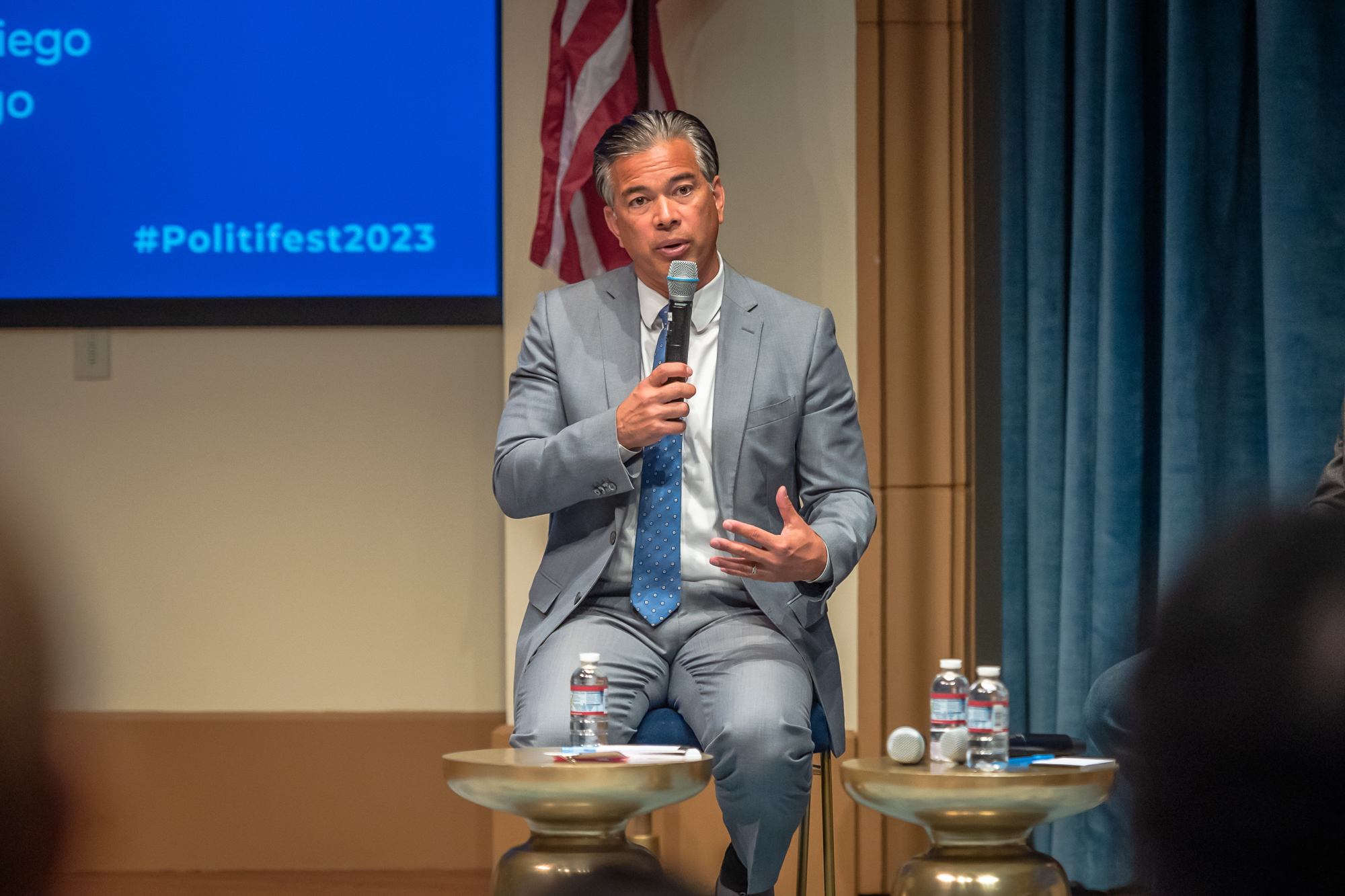 Attorney General Rob Bonta at the final Politifest 2023 panel.