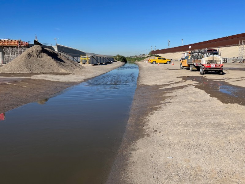 The Tijuana River on Oct. 31, 2023. Typically the river wouldn't be flowing at this time of year, the dry season. / Courtesy of IBWC