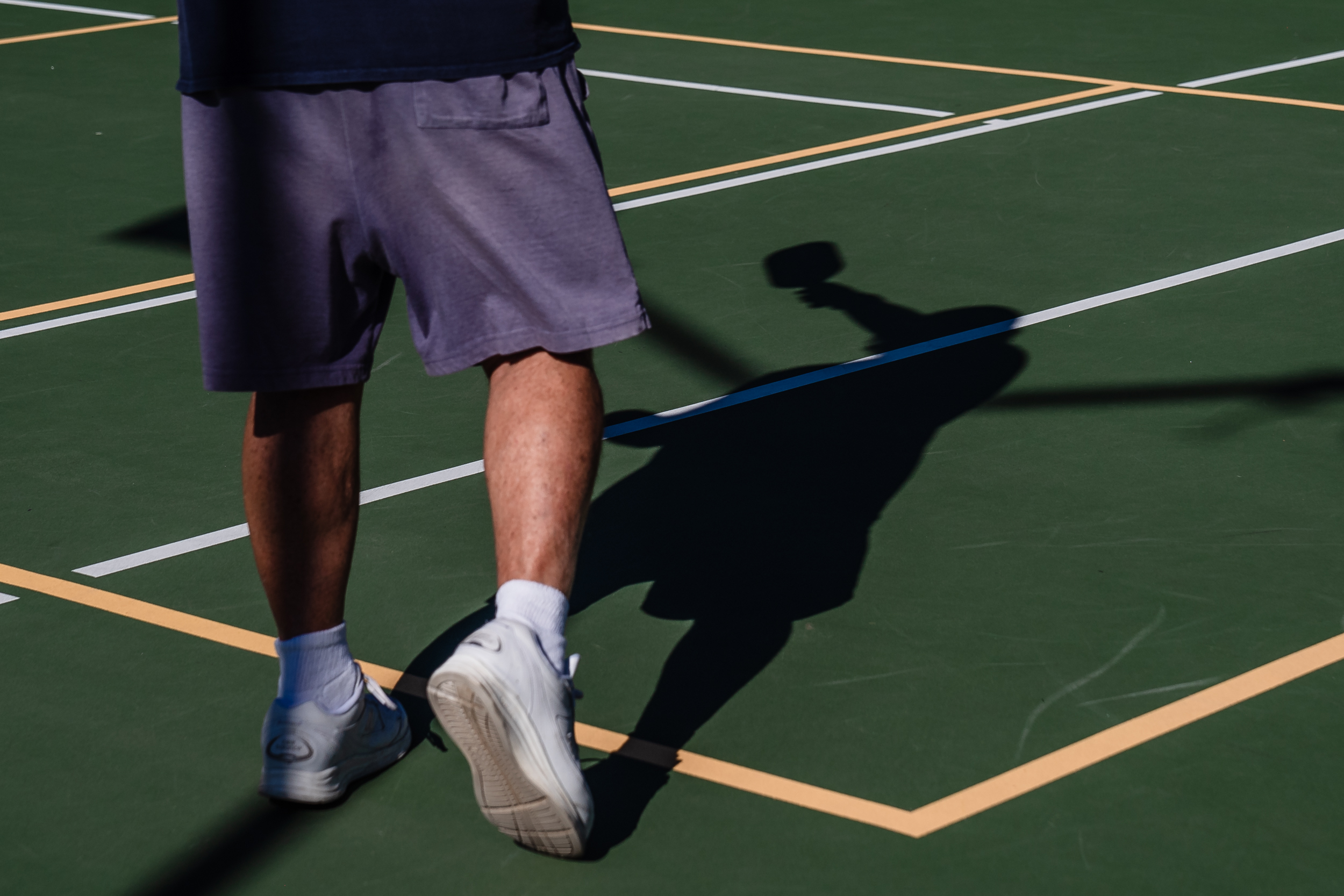 A man plays pickleball at San Diego Pickelball at the Mission Bay Resort On Nov. 28, 2023.