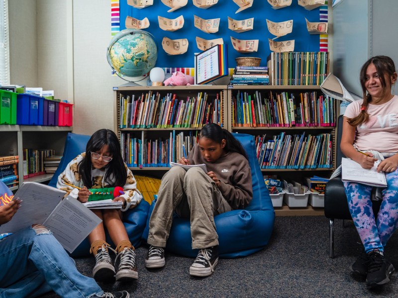 Fifth graders work on a class assignment at Madison Elementary School in El Cajon on Nov. 9, 2023.