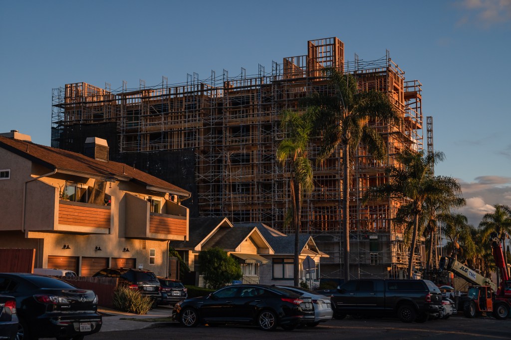 A multifamily housing project in North Park on Nov. 17, 2023.