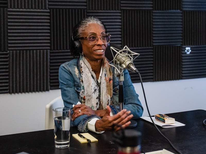 San Diego County Supervisor Monica Montgomery Steppe during Voice of San Diego's podcast in downtown on Dec. 11, 2023.