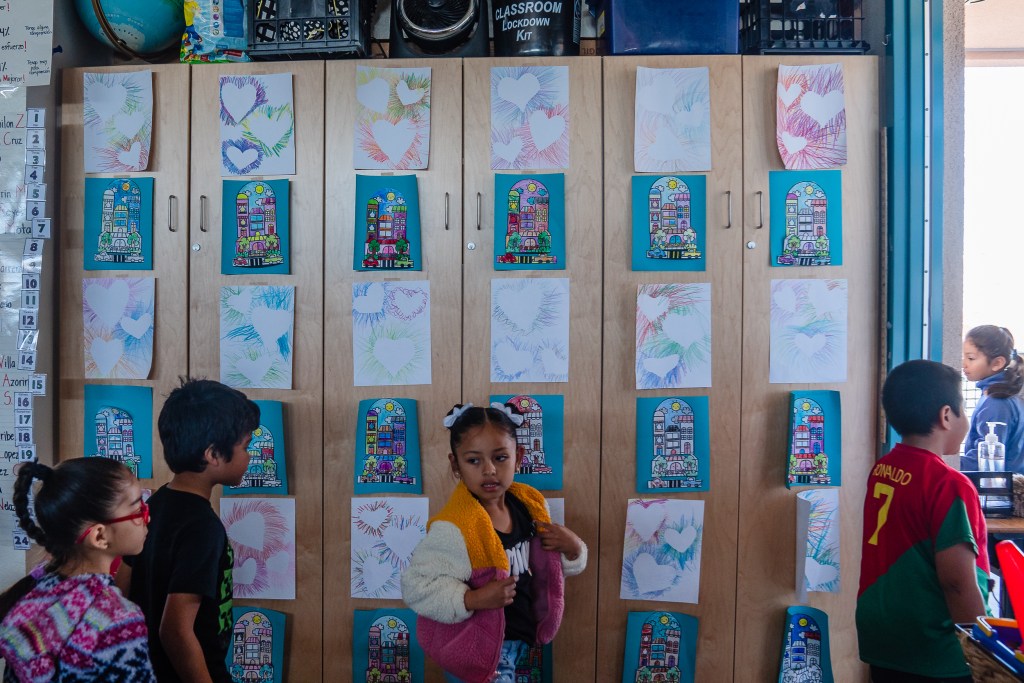 “Believe In Yourself” artwork at Edison Elementary School in City Heights on Feb. 15, 2024. / Ariana Drehsler for Voice of San Diego