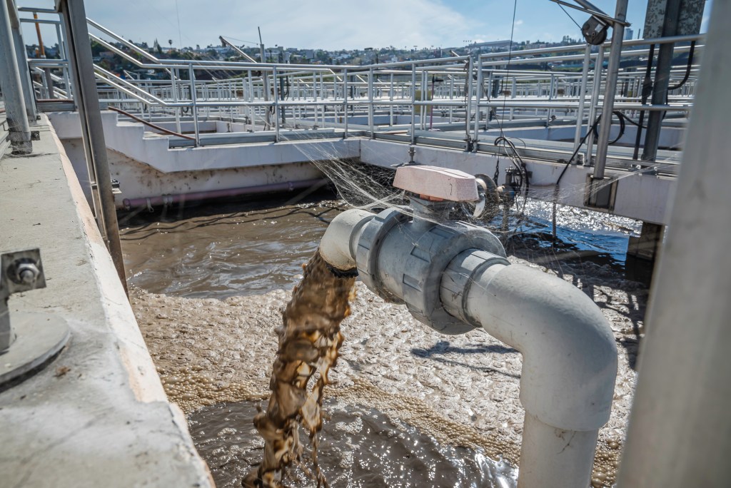 The South Bay International Wastewater Treatment Plant in San Ysidro, California on the U.S.-Mexico border on March 28, 2024. / Photo by Vito di Stefano for Voice of San Diego