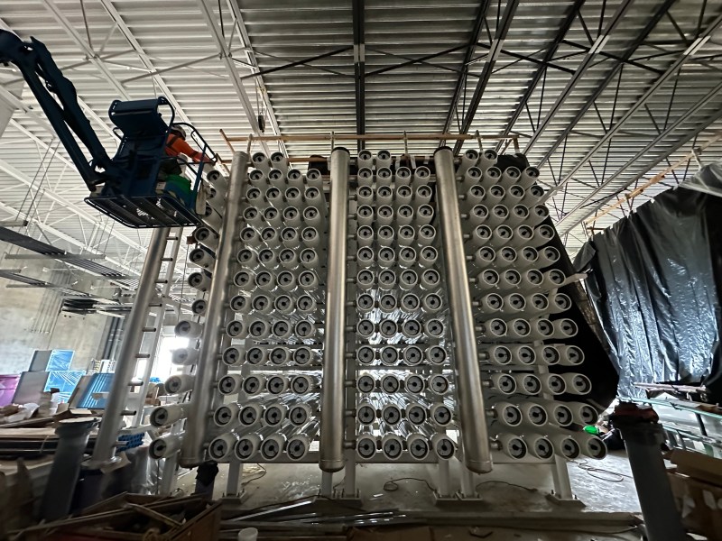 A set of filtration membranes being installed at the city of San Diego's new Pure Water facility on June 11, 2024. / MacKenzie Elmer