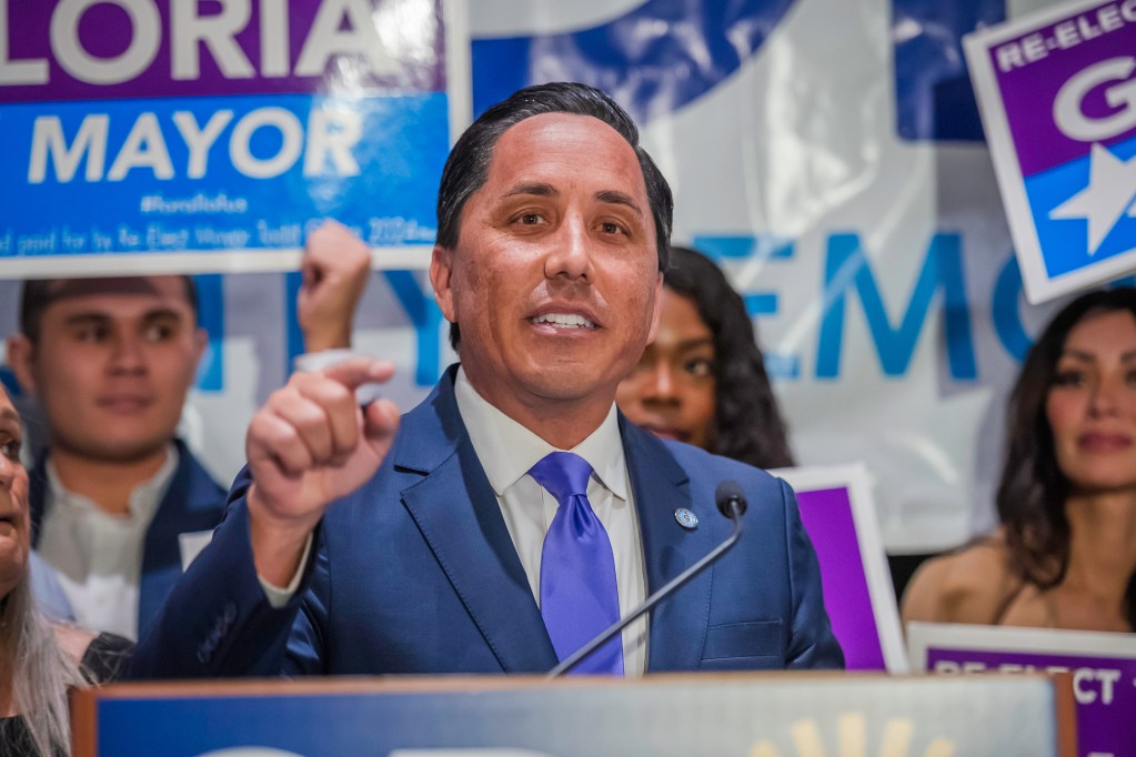 San Diego Mayor Todd Gloria at the Westin Hotel in downtown San Diego, California on Tuesday, Nov. 5, 2024. / Photo by Vito di Stefano for Voice of San Diego