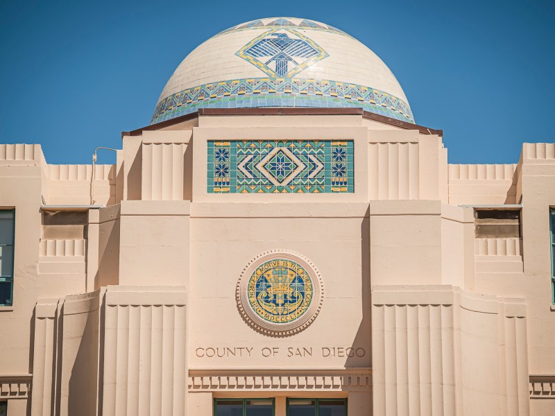 The San Diego County Administration Building in downtown San Diego on Wednesday, April 8, 2026. / Vito Di Stefano for Voice of San Diego
